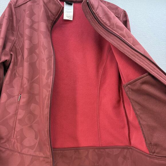 Patagonia Softshell Jacket Women's M Maroon Leaf Patterned Fleece Lined Outdoor - Picture 4 of 10